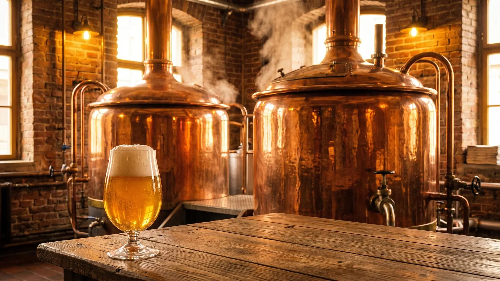 Kupferne Sudkessel einer kleinen Brauerei