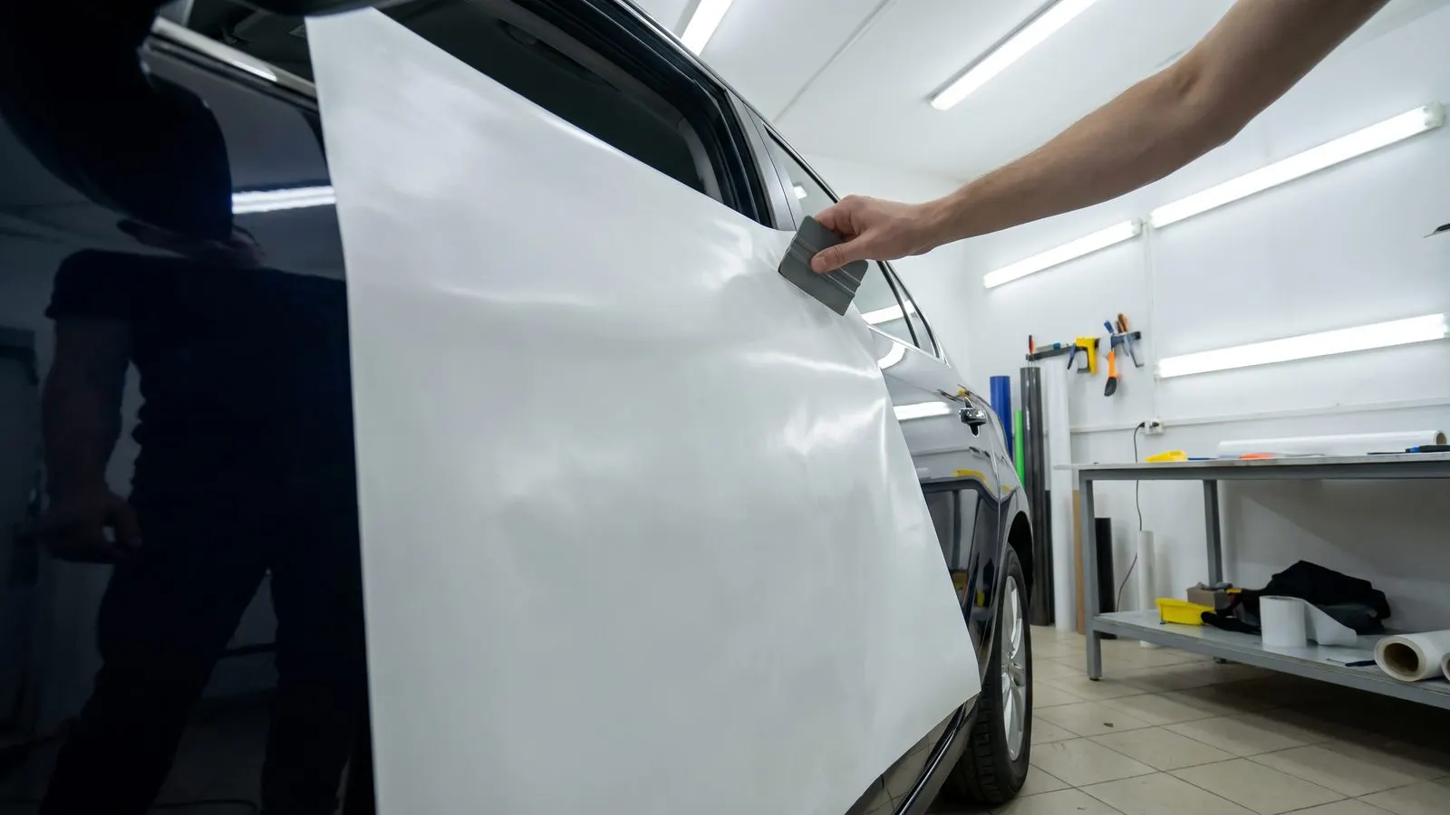 Fahrzeugbeschriftung im Entstehen