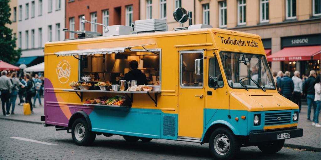 Food trucks offering various cuisines in Mannheim.